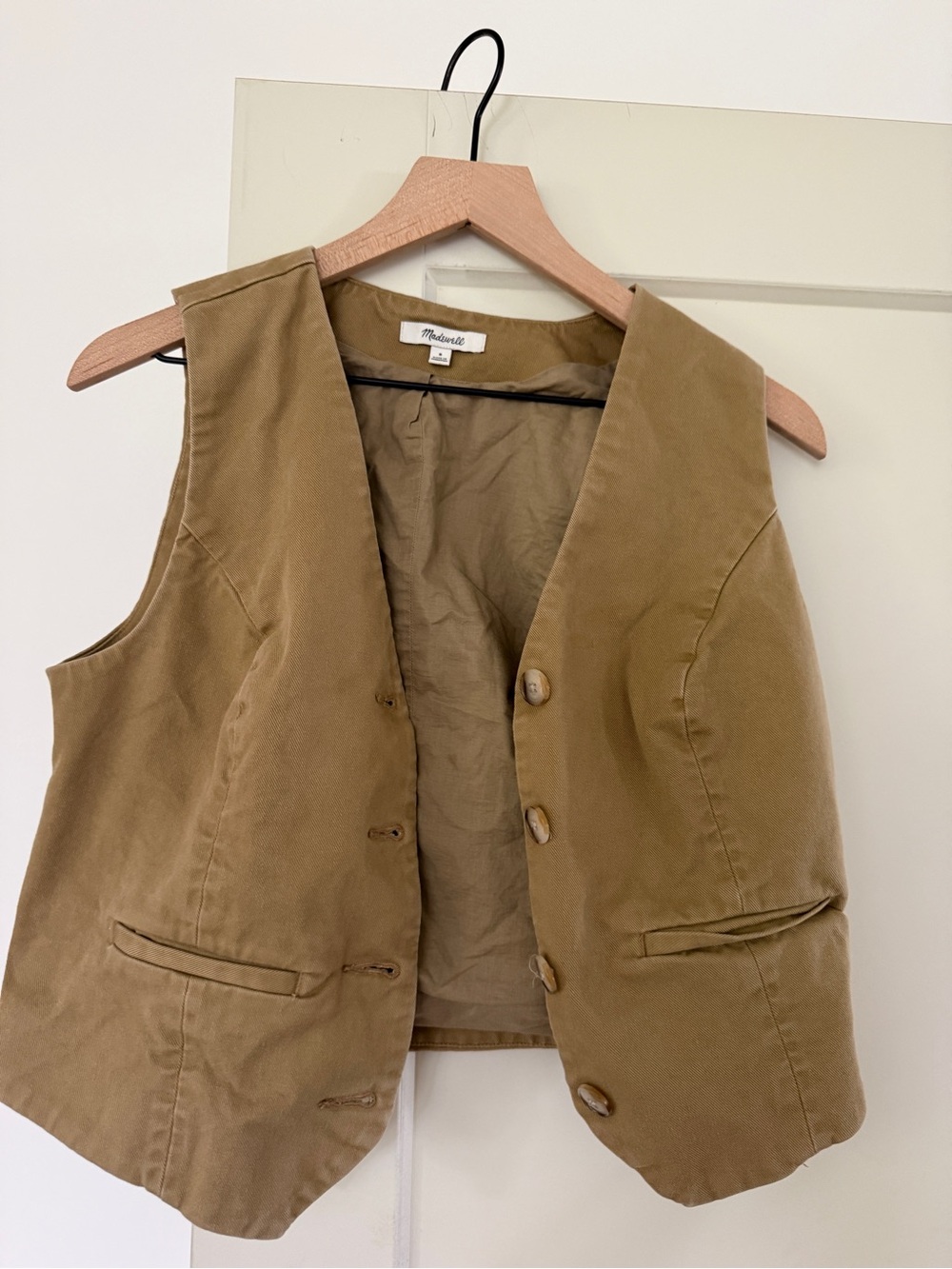 Madewell Khaki Cotton Button-Front Vest